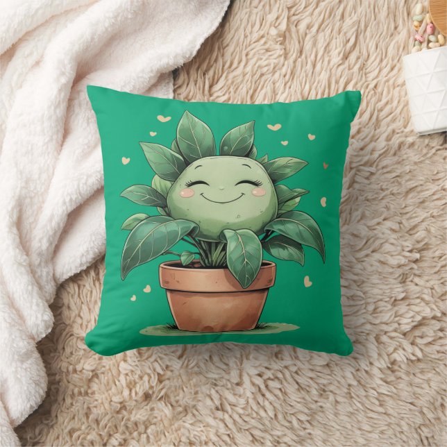Cojín Decorativo Planta de cacerolas de flores felices (Manta)