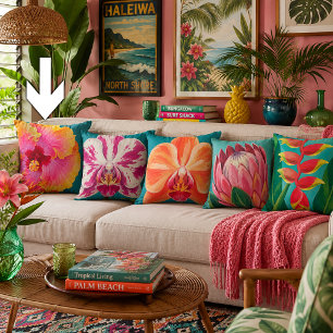 Cojín Decorativo Planta de Flores Tropicales