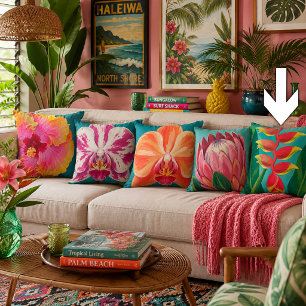 Cojín Decorativo Planta de Flores Tropicales