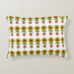 Cojín Decorativo Planta de girasol de Kawaii en una olla