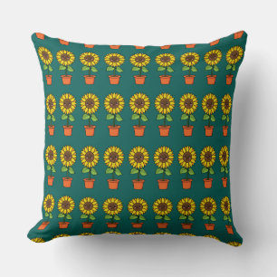 Cojín Decorativo Planta de girasol de Kawaii en una olla