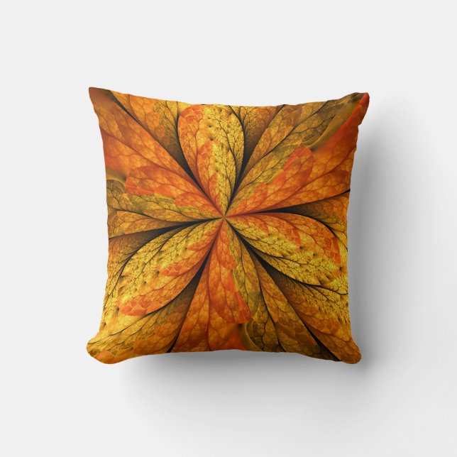 Cojín Decorativo Planta de otoño, hoja de arte fractal abstracta mo (Anverso)