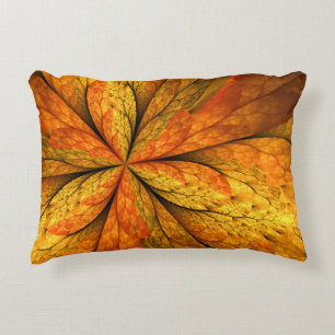 Cojín Decorativo Planta de otoño, hoja de arte fractal abstracta mo