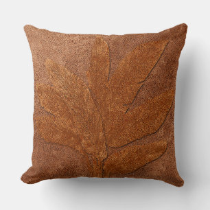 Cojín Decorativo Planta de plátano texturada de cobre de estilo vin