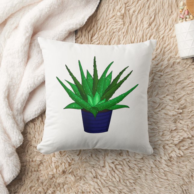 Cojín Decorativo Planta dibujada por la mano de Aloe Vera (Manta)