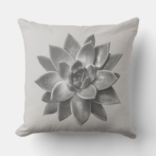 Cojín Decorativo Planta suculenta amistosa sobre gris plateado clar
