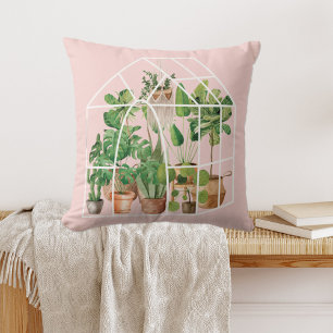 Cojín Decorativo Planta Tropical Acuarela Rosa