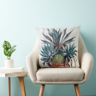 Cojín Decorativo Plantas de Agave en una maceta de terracota rústic