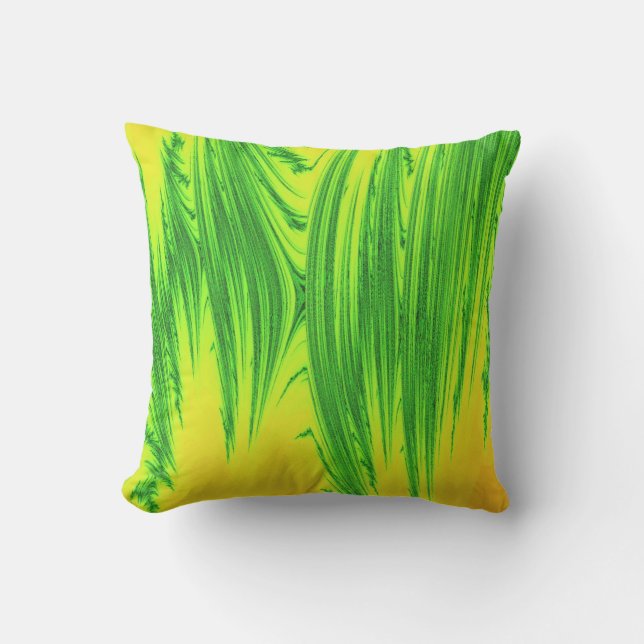 COJÍN DECORATIVO PLANTAS DE AGUA VERDE Y AMARILLA (Anverso)