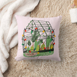 Cojín Decorativo Plantas de Cactus Botánicos Casa Verde de Navidad