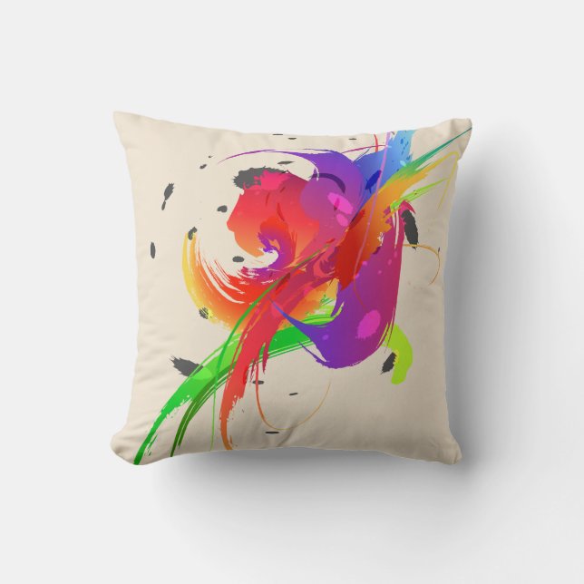 Cojín Decorativo Plantas de pintura abstracta Rainbow Lorikeet (Anverso)