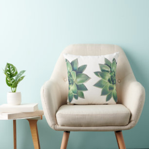 Cojín Decorativo Plantas de suculentas verdes amigables en funda bl
