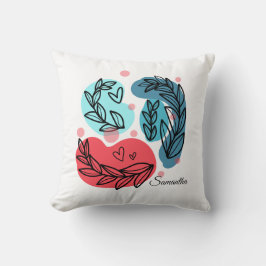 Cojín Decorativo Plantas Resumen Rojo Y Azul