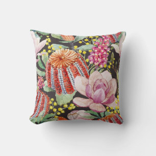 Cojín Decorativo Plantas tropicales australianas, patrón de acuarel