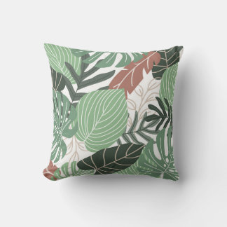 Cojín Decorativo Plantas tropicales de selva, tapicería hawaiana fl