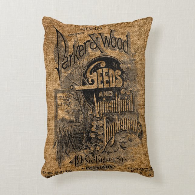 Cojín Decorativo Plantilla de bolsa de siembra de Burlap Rústica Vi (Frente (Vertical))