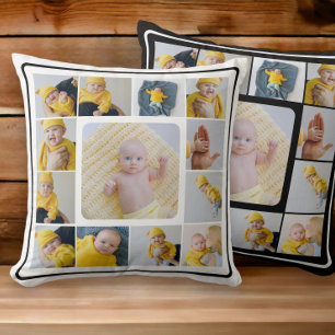 Cojín Decorativo Plantilla de collage de fotos personalizadas 13