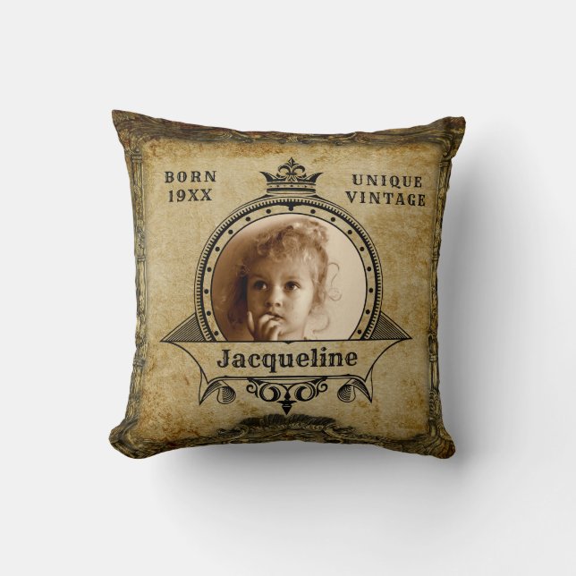 Cojín Decorativo Plantilla de fotografía de cumpleaños personalizad (Anverso)
