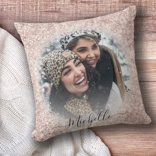 Cojín Decorativo Plantilla de fotografía de Purpurina de oro Girly  (Subido por el creador)