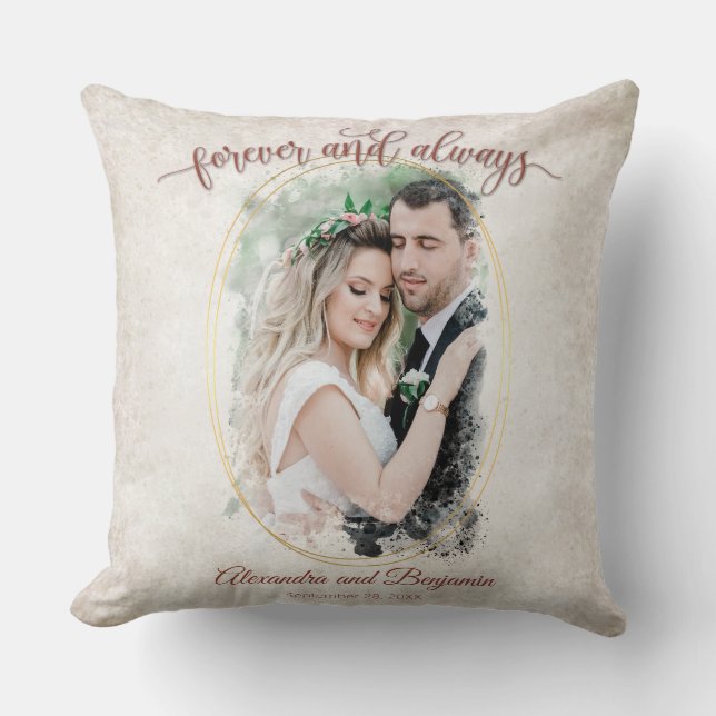 Cojín Decorativo Plantilla de fotografías siempre Boda y siempre pa (Anverso)