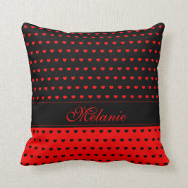 Cojín Decorativo Plantilla De Nombre De Patrón De Corazones Rojas Y