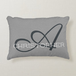 Cojín Decorativo Plantilla de nombre personalizado inicial A Gris N