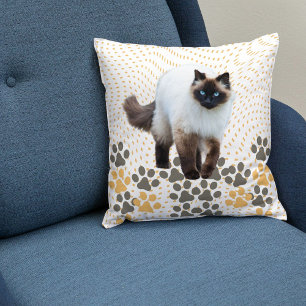 Cojín Decorativo Plantilla de regalo color beige blanco para gato s