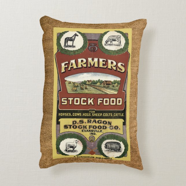 Cojín Decorativo Plantilla de saco de alimentación Rústica Faux Bur (Atrás (Vertical))