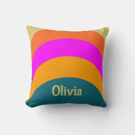 Cojín Decorativo Plantilla de texto de nombre azul y magenta del Na