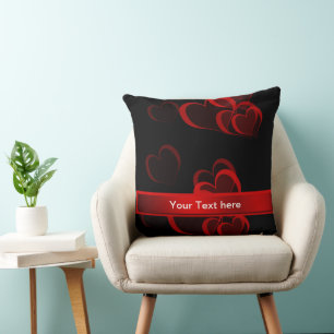 Cojín Decorativo plantilla de texto negro con corazón rojo
