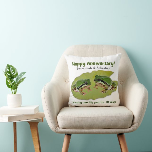 Cojín Decorativo Plantilla divertida de pareja de ranas para aniver (Silla)