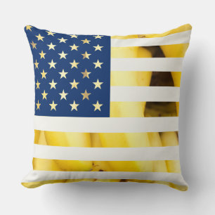 Cojín Decorativo Plantilla Estados Unidos de América Bandera Banane
