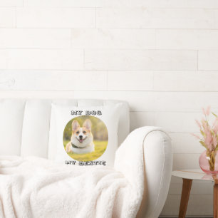 Cojín Decorativo Plantilla fotográfica personalizada para mi perro 