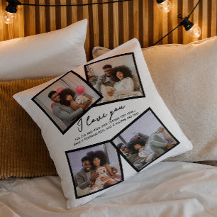 Cojín Decorativo Plantilla personalizada de 4 fotos y texto