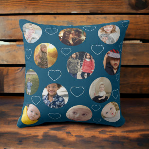 Cojín Decorativo Plantilla única de corazón y círculo para collage