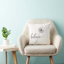 Cojín Decorativo Plántulas de diente de león con texto Cree