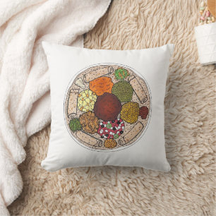 Cojín Decorativo Plata de comida de cocina etíope Injera Wat Lentil