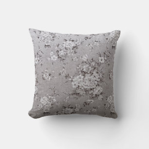 Cojín Decorativo Plata Floral Diseño Lujo Pillow