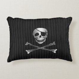 Cojín Decorativo Plata pirata tribal y negro