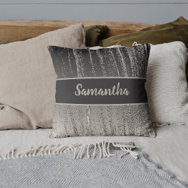 Cojín Decorativo Plata Streaks Metálicas Stripe Moderno Elegante