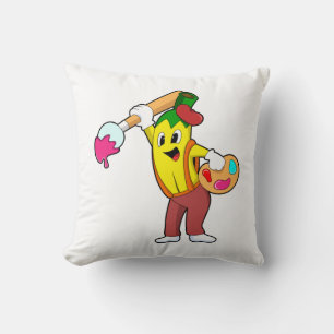 Cojín Decorativo Plátano como Pintor con Pincel