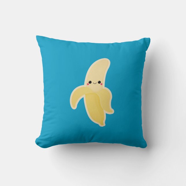 Cojín Decorativo Plátano lindo de Kawaii (Anverso)