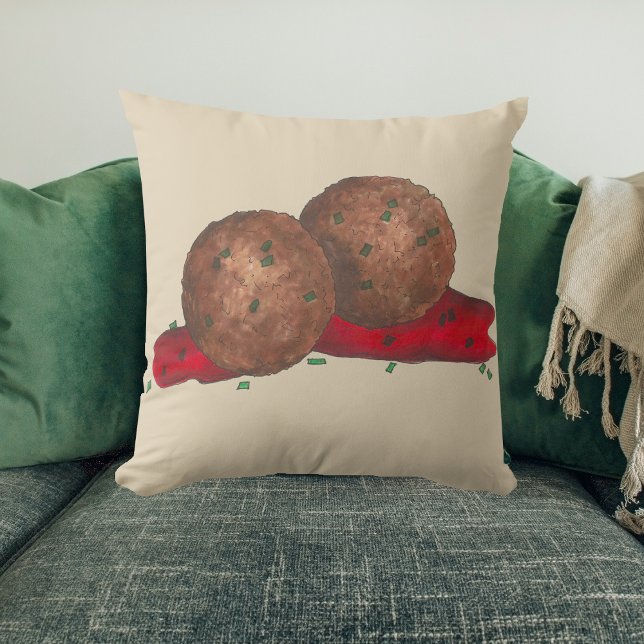 Cojín Decorativo Platos italianos albóndigas Marinara Cocina (Meatballs marinara pillow)