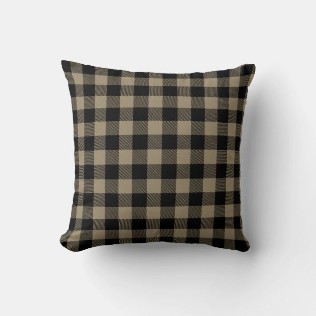 Cojín Decorativo Platos modernos de búfalo negro marrón (Anverso)