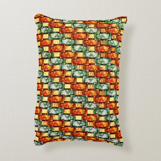 Cojín Decorativo Platos rectangulares tallados y manchados, verde r (Atrás (Vertical))