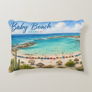 Cojín Decorativo Playa Baby Aruba Recuerdo de viaje al Caribe