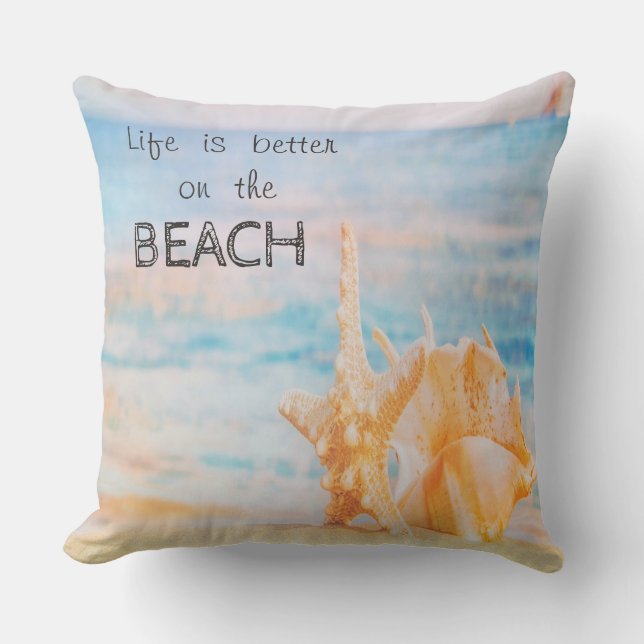 Cojín Decorativo Playa, Concha, Estrella de mar (Anverso)