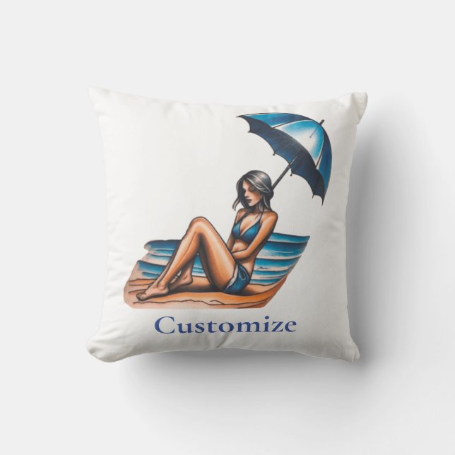 Cojín Decorativo Playa de Chica bikini Napping Thunder_Cove (Anverso)