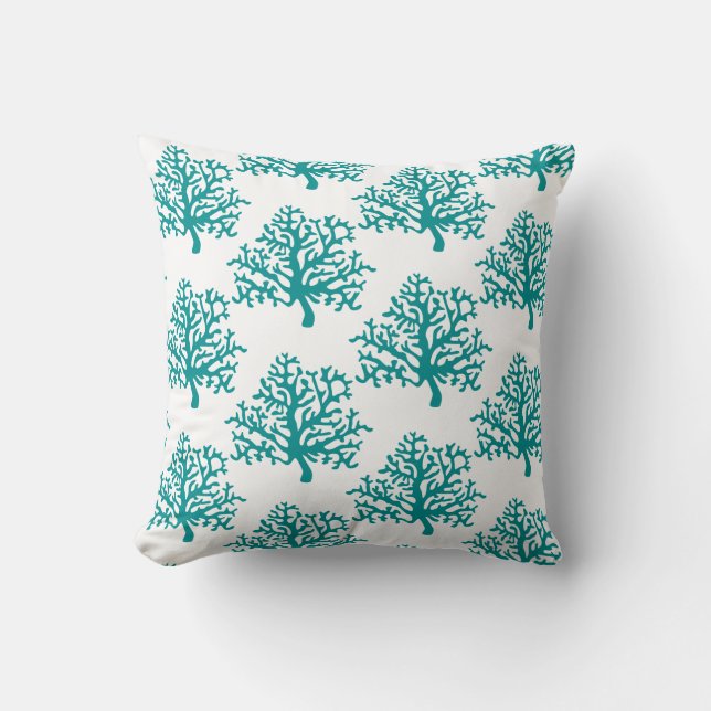 Cojín Decorativo Playa de Coral Reef Verde azulada Pillow (Anverso)