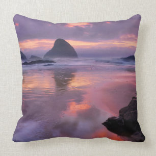 Cojín Decorativo Playa de Oregón y estanques marítimos, puesta de